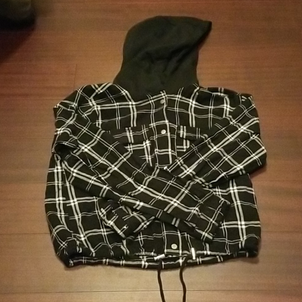 Women's flannel shirt with hood - LARGE